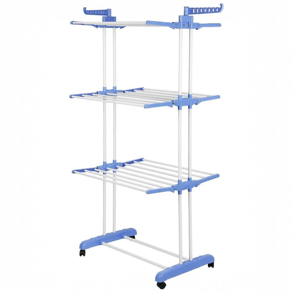 Tendedero de ropa, 4 Niveles Tendederos Plegables Vertical con Ruedas Amplio Espacio de Secado Tendederos, Acero Inoxidable Tendal para Exterior y Interiores