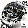 Reloj Mecánico Multifuncional para Hombres, Reloj Deportivo de Moda para Hombres con Carga Automática, Reloj con Parte Posterior Abierta, Regalos de Vacaciones, Sin Batería