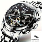 Reloj Mecánico Multifuncional para Hombres, Reloj Deportivo de Moda para Hombres con Carga Automática, Reloj con Parte Posterior Abierta, Regalos de Vacaciones, Sin Batería