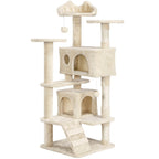 Costoffs Poste para Rascar de Gatos de 138 cm, Árbol Resistente con Pelota de Juego y Cueva para Gatos, Torre de Rascado y Escalada para Gatos, Casa para Gatos