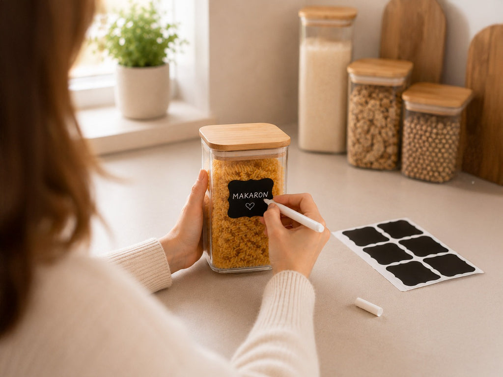 Set de recipientes grandes de vidrio para almacenamiento de alimentos, 4pza.s, 1000Ml | Tarros de cocina altos con tapa de bambú natural y sello de silicona | Contenedores de organización de cocina y despensa para productos secos, espagueti, arroz y cerea