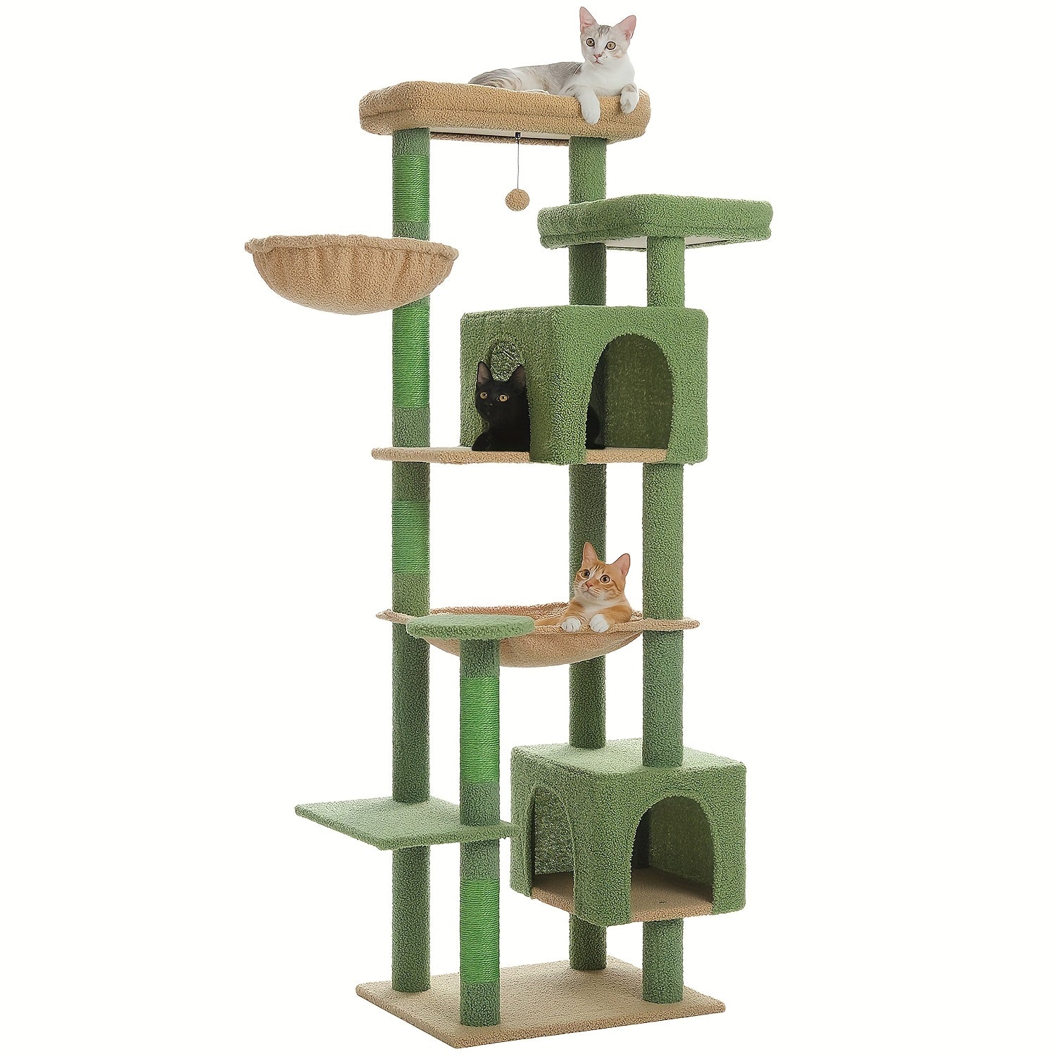 Pawz Road 175Cm Árbol para Gatos Altos para Gatos Grandes de Interior, Torre Grande para Gatos Adultos con Hamaca Súper Grande, Torre para Gatos con Postes para Rascar, Casa Tipo Condominio y Plataforma Superior Grande