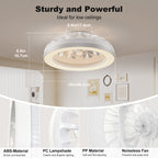 Ventilador de techo Ateroll con iluminación, diámetro 46 cm, ventilador de techo RGB con luz y control remoto, 6 niveles de viento, 3000 K - 6500 K, LED regulable, temporizador silencioso, luz de techo con ventilador para dormitorio, sala de estar