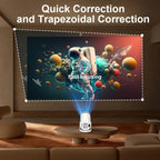 Proyector Inteligente, Decodificación Nativa 1080P Full HD 4K, Android 11.0 OS, WiFi 6 y Wireless 5.4, Proyector de Películas Giratorio 270°, Mirroring Inalámbrico para IOS/Android/Tablet.