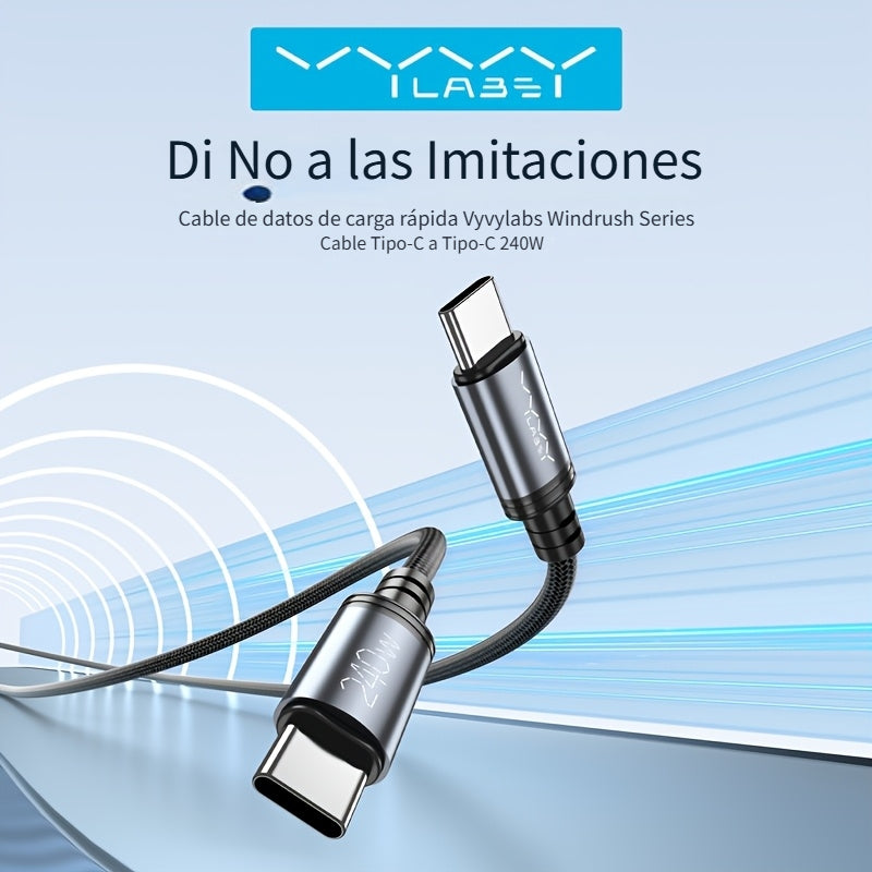Cable USB-C de carga rápida 240W para móvil tableta y portátil | 240W y 201.17 cm