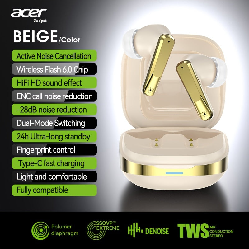 Auriculares Bluetooth | Auriculares inalámbricos Acer Ohr646 originales y oficiales, intrauditivos, inalámbricos 6.0 ANC con reducción activa de
