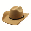 Sombrero Vaquero Unisex: Sombrero de Fieltro de Ala Ancha Clásico para Exteriores con Hebilla - Unisex