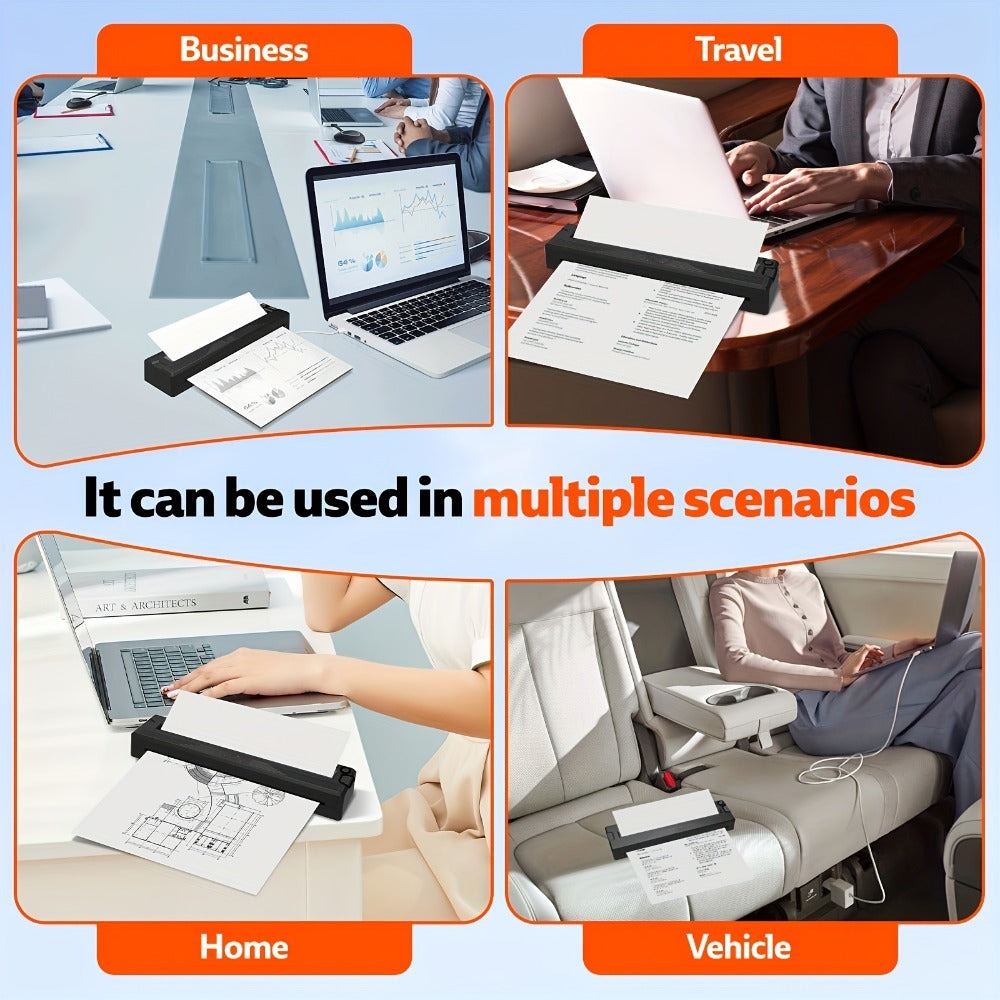 Impresoras Portátiles Inalámbricas para Viajes, Impresora Térmica Inalámbrica Mini sin Tinta Mejorada Compatible con Android, IOS y Portátil, Soporta 21.59cm X 27.94cm Carta de EE. UU. y A4, Impresora Móvil Pequeña Portátil para Viajes y Hogar (con 3 hoja