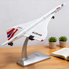 Adorno de avión modelo coleccionable, aeronave de simulación de grado de exhibición, avión de pasajeros supersónico Concorde de aleación a escala 1:68, modelo de avión de exhibición estática con detalles altamente restaurados, decoración de escritorio par