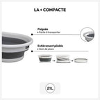 Cubo para la colada retráctil blanco y gris 21 l. Ideal para ropa sucia, Dobla, Juega, Lleva contigo.