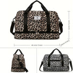 Maleta moderna con estampado de leopardo y amplio espacio, con compartimento separado para zapatos, correa de hombro ajustable, ideal para el gimnasio, yoga y escapadas de fin de semana, así como actividades de ocio y camping al aire libre