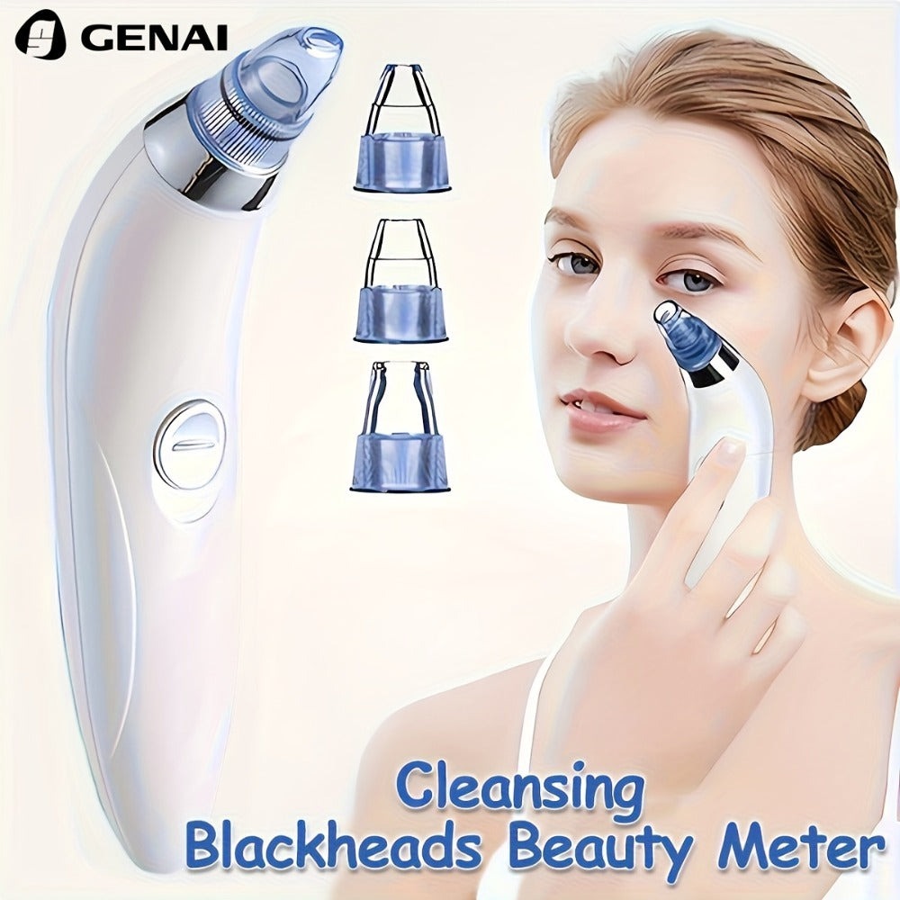 Medidor de belleza GENAI para limpieza de puntos negros - Limpiador portátil de poros faciales con 4 sondas, limpieza suave y segura para hombres y mujeres, funciona con pilas (pilas no incluidas)