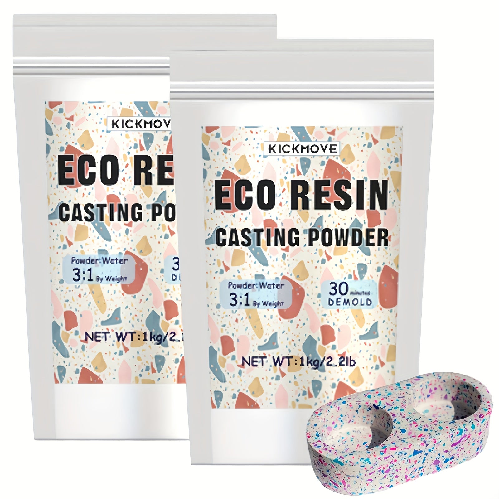 Polvo de Resina para Fundición 2000g, Kit de Resina Ecológica de Secado Rápido para Principiantes, Desmolde en 20-30 Minutos, Polvo de Yeso Activado con Agua Fácil de Mezclar para Artesanías, Escultura, DIY y Arte en el Hogar