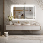 Espejo de baño iluminado, 100 x 60 cm, espejo LED iluminado, espejo de pared para baño, espejo de maquillaje regulable, adecuado para baño, dormitorio, hotel