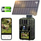 Cámara de Rastreo WiFi Solar - Cámara Recargable con Batería Integrada 5000mAh - 4K 64MP para Monitoreo y Observación del Medio Ambiente, Visión Nocturna, Compatible con Tarjeta de Memoria hasta 64GB e IP67 a Prueba de Agua (Versión sin Wifi)