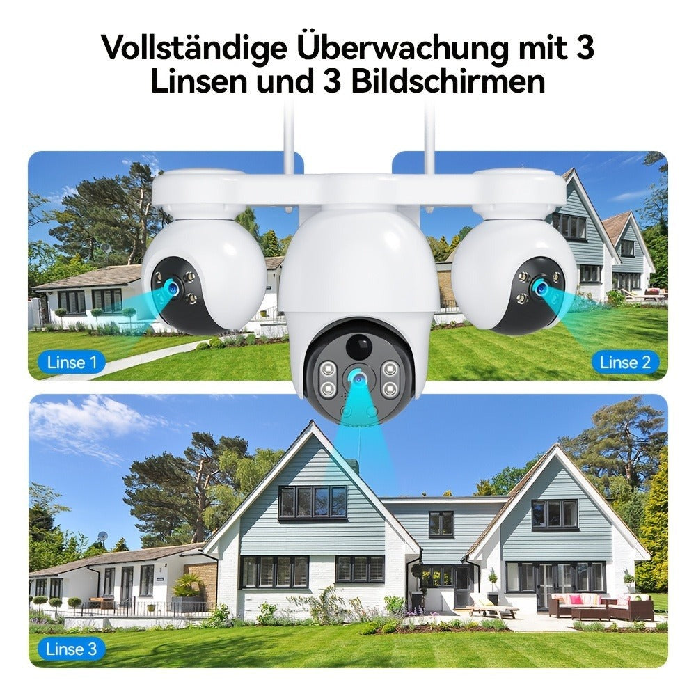 Cámara de Seguridad Inteligente para el Hogar V380MAX | Grabación de 8MP durante todo el día, compatible con Wi-Fi de 2.4GHz y 4G LTE, sistema de vigilancia inalámbrico con energía solar. Cuenta con rotación de 360°, visión nocturna a color, audio bidirec
