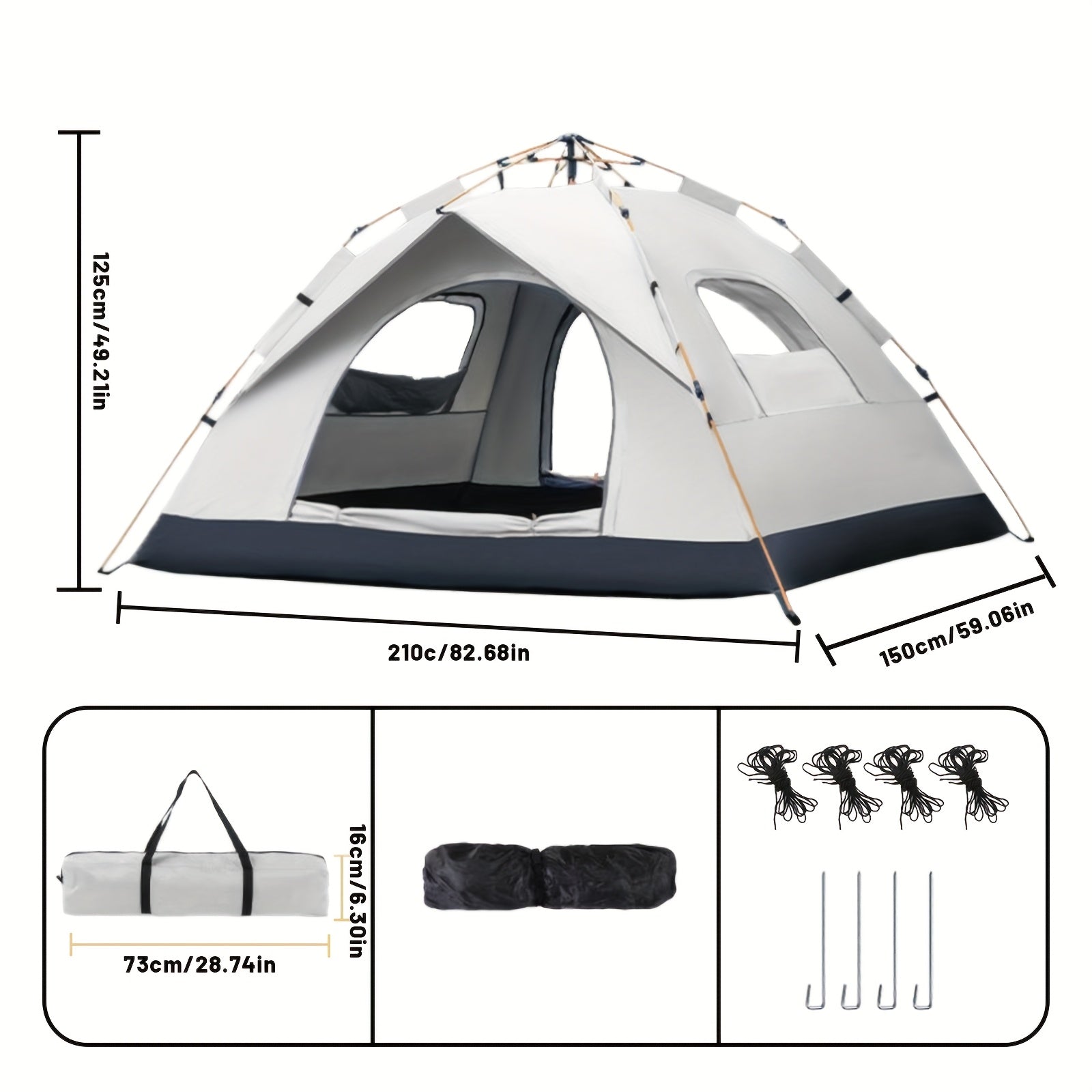 Tienda de Campaña para 2/4 Personas, Montaje Rápido y Fácil, Carpa Portátil con Bolsa de Transporte, Ideal para Senderismo y Aventuras al Aire Libre