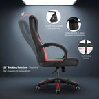 Silla de Oficina, Asiento Ergonómico de Respaldo Alto con Reposabrazos Acolchados y Transpirables, Base Duradera, Soporte Lumbar, Superficie de Cuero Sintético para Juegos, Hogar u Oficina, Silla Gamer