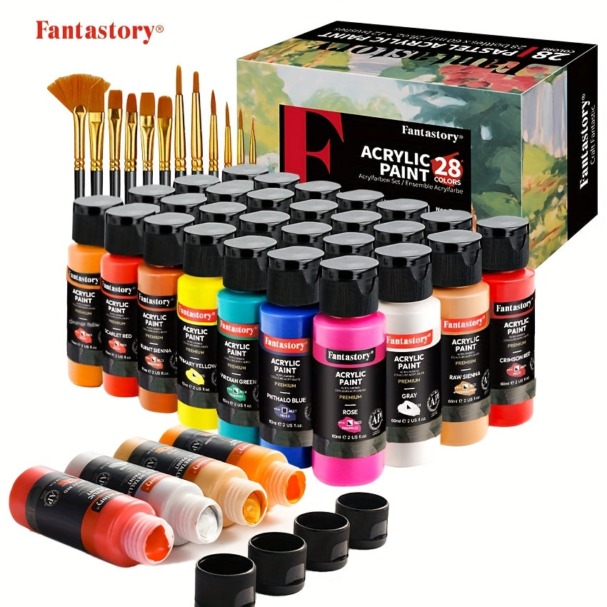 Set de Pintura Acrílica Fantastory, 28 Colores Clásicos.