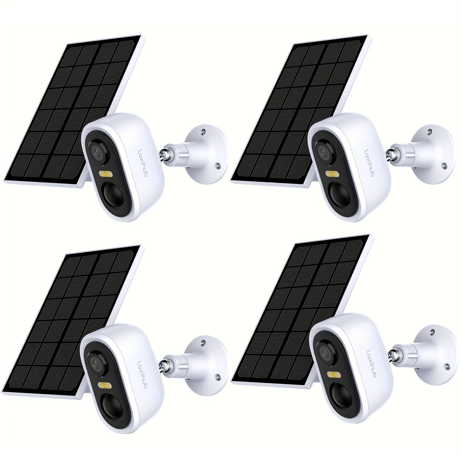 4pcs Cámara de Seguridad Solar LaxiHub, Cámara Inteligente Inalámbrica para Exteriores con Energía Solar, WiFi para Hogar, IP65, Visión Nocturna en Color, Audio Bidireccional, Seguimiento de Movimiento con IA, Control por APP