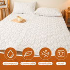 1 Protector de colchón acolchado impermeable, funda de colchón transpirable con correas elásticas para cubre cama (sin funda de almohada), topper de colchón antideslizante para todas las estaciones