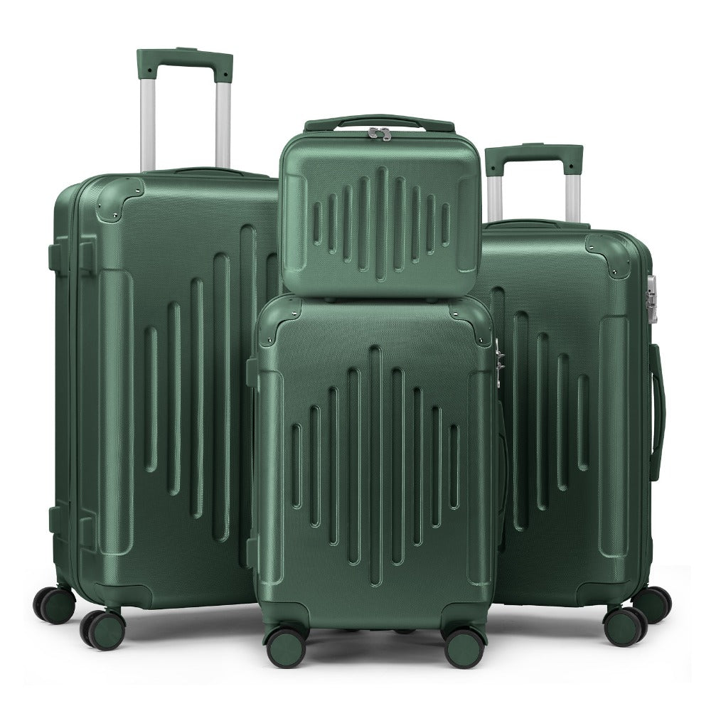 Maleta de Viaje Ligera con Protectores de Esquina, 4 piezas, Tamaño 12/ 20/ 24/ 28 Pulgadas, Carcasa Rígida Duradera, Ruedas Giratorias 360, Gran Capacidad Multifuncional