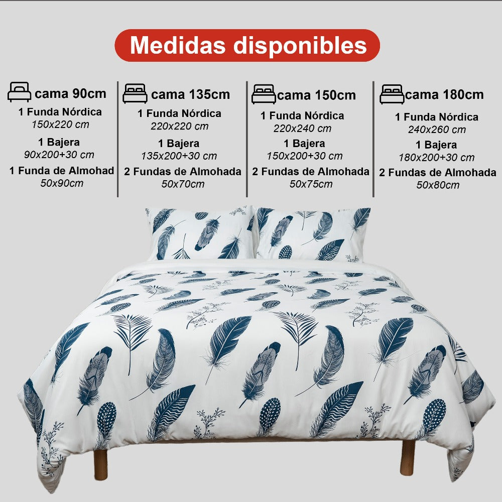 H HANSEL HOME Juego de Funda Nórdica Microfibra Transpirable – Set de Ropa de Cama con Funda de Edredón y Fundas de Almohada – Conjunto 2/3 Piezas para Dormitorio