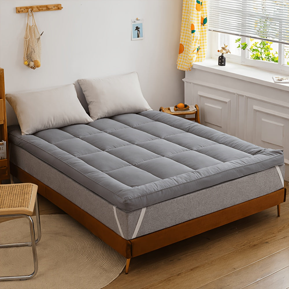 Cubrecolchón, Cubrecolchón Acolchado Ajustable Extrasuave y Transpirable para Espalda, con Bandas Elásticas Fuertes, Relleno y Cubierta de Poliéster de Felpa Suave, Transpirable, Comodidad de Lujo para Todas las Estaciones para Dormitorio, Habitación de I