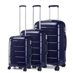 Juego de 3 maletas de carcasa rígida color azul marino, maleta de viaje con 4 ruedas, candado TSA y cremalleras YKK, maleta con ruedas de polipropileno, azul oscuro, maleta ligera de polipropileno de 4 ruedas con carcasa rígida y candado TSA, regalo de re