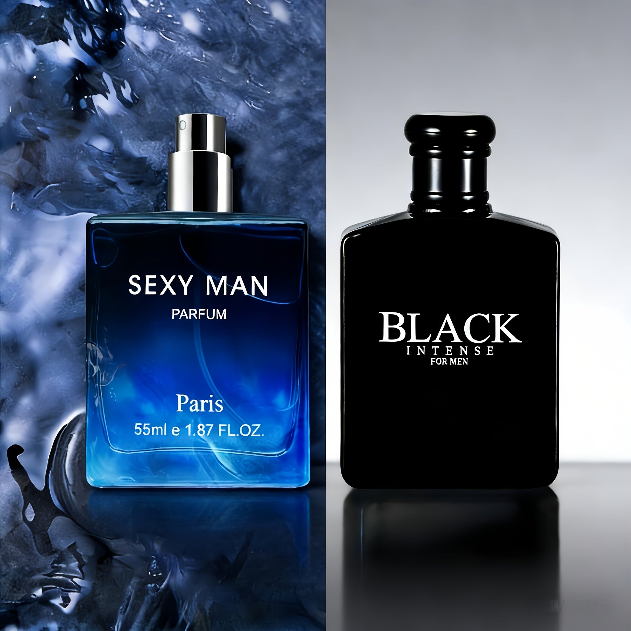 Set de Perfume para Hombre de 2 Unidades, Gran Capacidad de 5.24 FL.OZ, 2 Opciones (Negro y Azul) | Sexy Man Eau De Parfum, Fragancia Fresca, Amaderada y Oriental, Fresca y Sofisticada | Ideal para Regalos de Vacaciones y Uso Personal