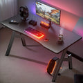 Mesa de trabajo para oficina, estaciones de trabajo para ordenador, escritorio de juego para ordenador en forma de A, estaciones de trabajo para escritorio de oficina con superficie de fibra de carbono, mesa de PC resistente para juegos y oficina, negro,