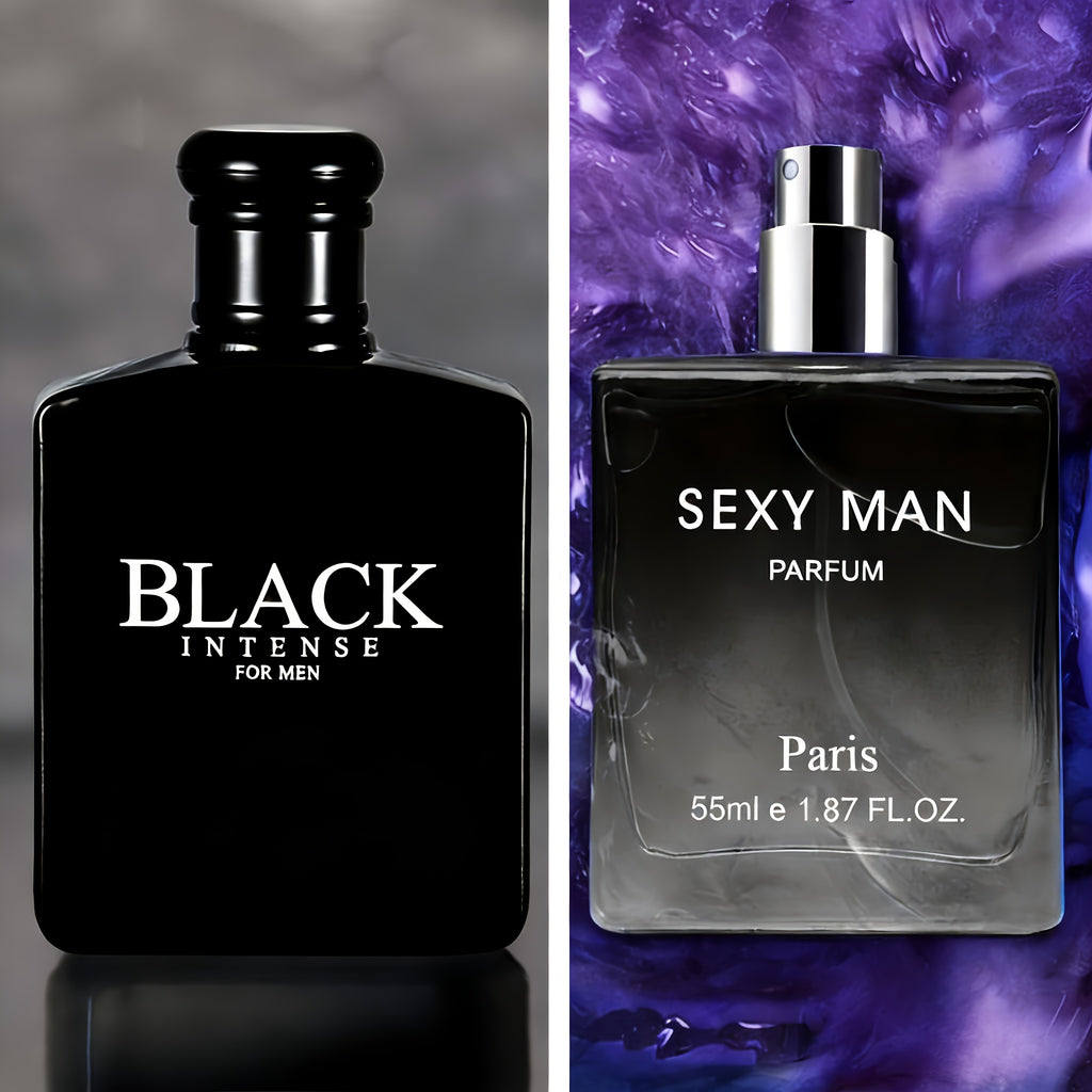 Set de Perfume para Hombre de 2 Unidades, Gran Capacidad de 5.24 FL.OZ, 2 Opciones (Negro y Azul) | Sexy Man Eau De Parfum, Fragancia Fresca, Amaderada y Oriental, Fresca y Sofisticada | Ideal para Regalos de Vacaciones y Uso Personal