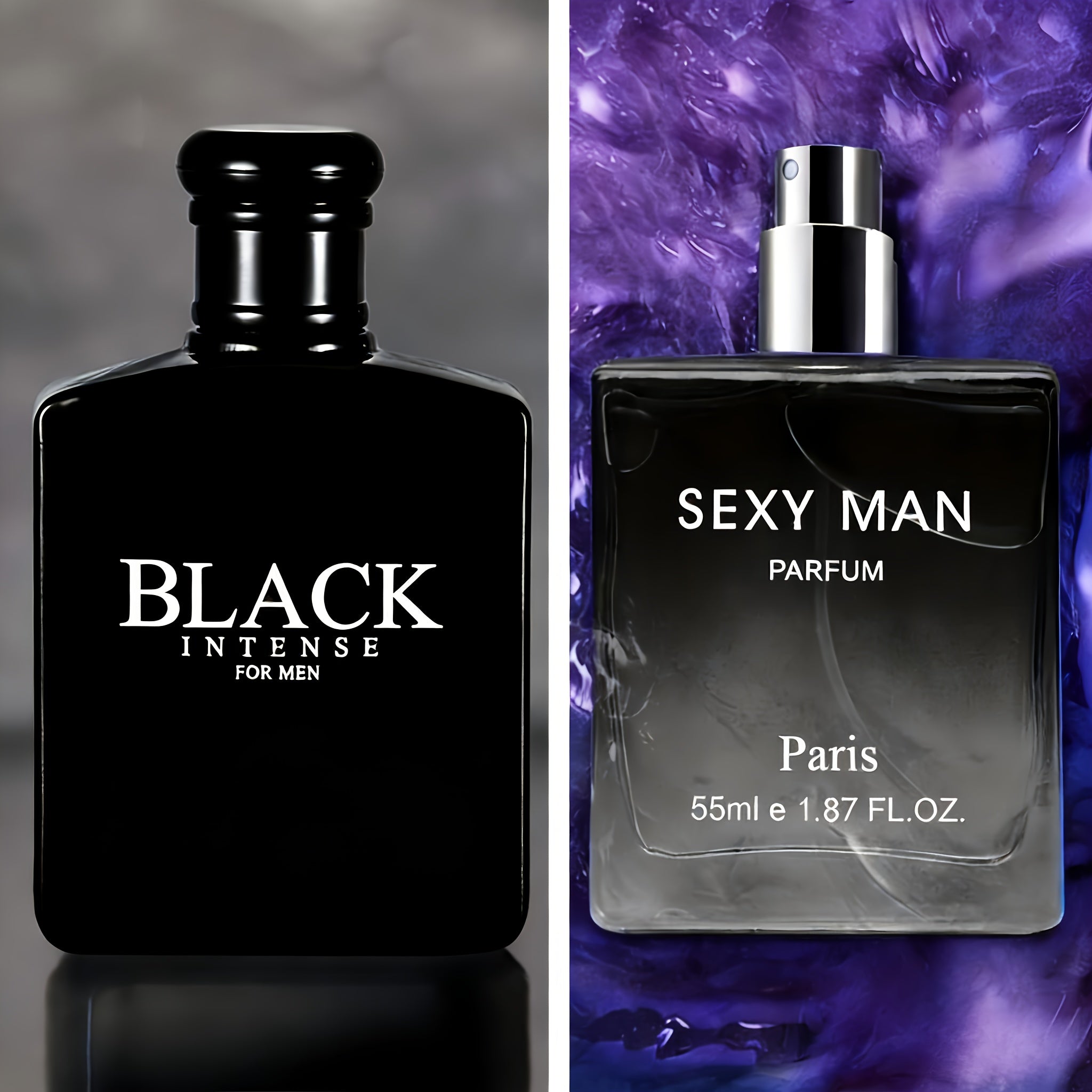 Set de Perfume para Hombre de 2 Unidades, Gran Capacidad de 5.24 FL.OZ, 2 Opciones (Negro y Azul) | Sexy Man Eau De Parfum, Fragancia Fresca, Amaderada y Oriental, Fresca y Sofisticada | Ideal para Regalos de Vacaciones y Uso Personal