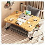 Mesa plegable multifunción para cama y sofá con portavasos, 60×40×28 cm, mesa auxiliar con atril para leer en la cama, bandeja multifunción para ordenador, libros, trabajo y estudio en casa (con cajón / sin cajón)
