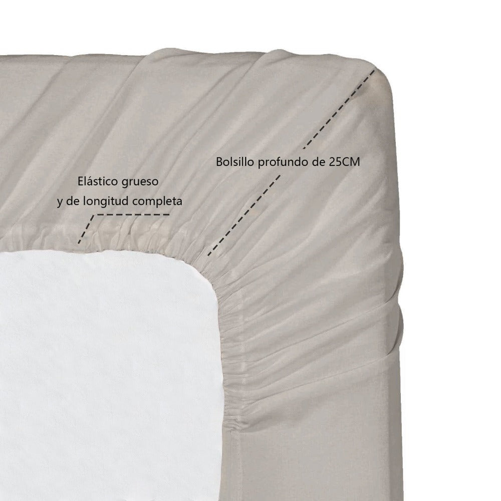 Juego de Sábanas Ligero Suave Fresca 4 Piezas para Cama de 90/105/135/150 cm – 100%Microfibra – Incluye Sábana Bajera Ajustable con borde elástico de 25 cm de profundidad, Sábana Encimera y 2 Fundas de Almohada – Suave, Transpirable y Confortable