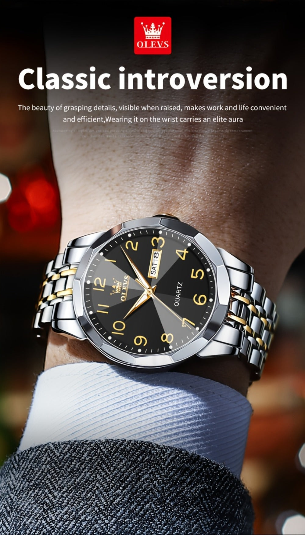 Reloj Luminoso OLEVS para Hombres con Fecha - Reloj de Vestir Analógico/Digital, Manecillas Luminosas e Indicador de Fecha, Reloj de Acero Inoxidable Minimalista para Negocios y Atuendos Informales - Esfera Azul/Negra/Blanca, Regalo Ideal de Navidad para
