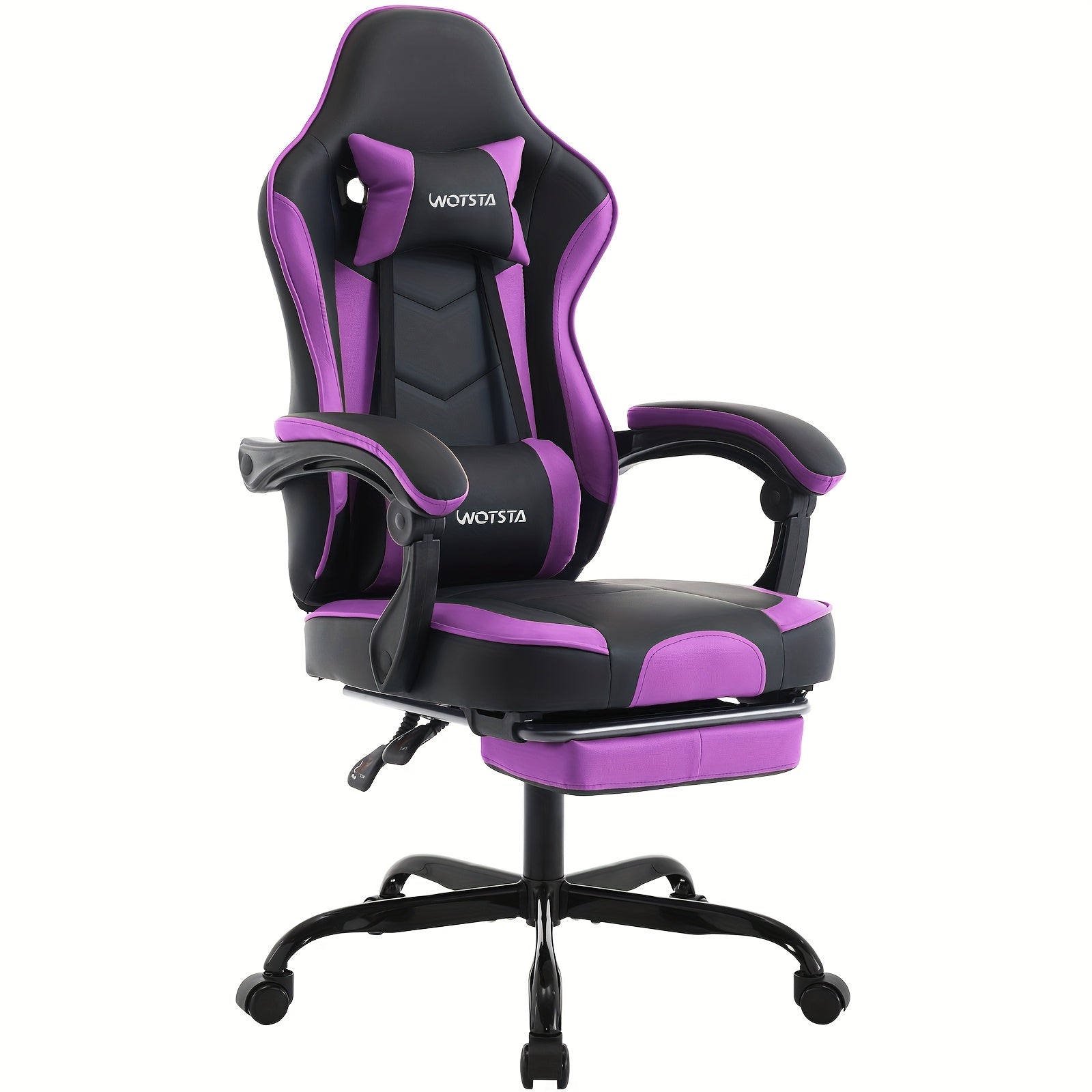 Silla Gaming, Silla para Ordenador, Silla Gaming Ergonómica con Pedales para Pies, Silla de Oficina, Silla Ergonómica para Ordenador con Soporte Lumbar, Silla Gaming de Altura Ajustable, Disponible en Negro