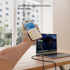Cable USB-C de carga rápida 240W para móvil tableta y portátil | 240W y 201.17 cm
