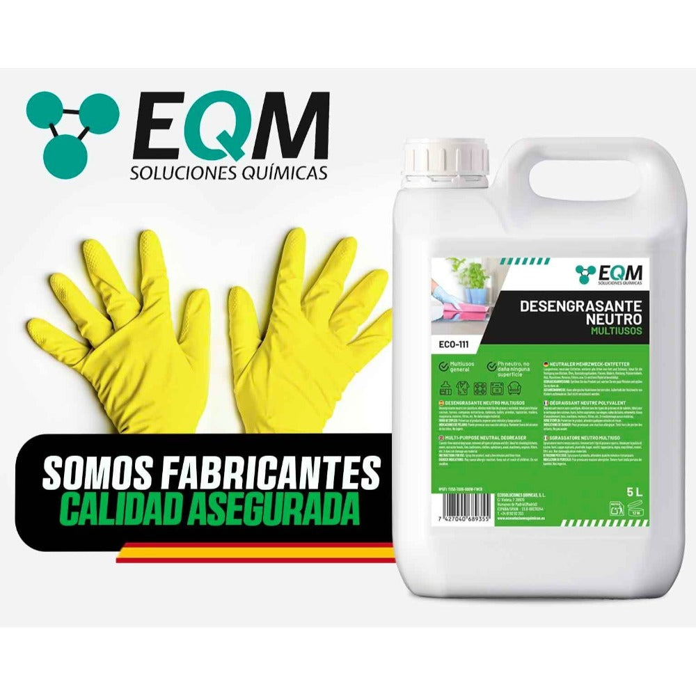 EQM - ECO-111 - Desengrasante Neutro Todo en Uno - 5L - Potente, Seguro y Respetuoso con todas las superficies - Hogar, industria, vehículos, barcos, hoteles, etc.