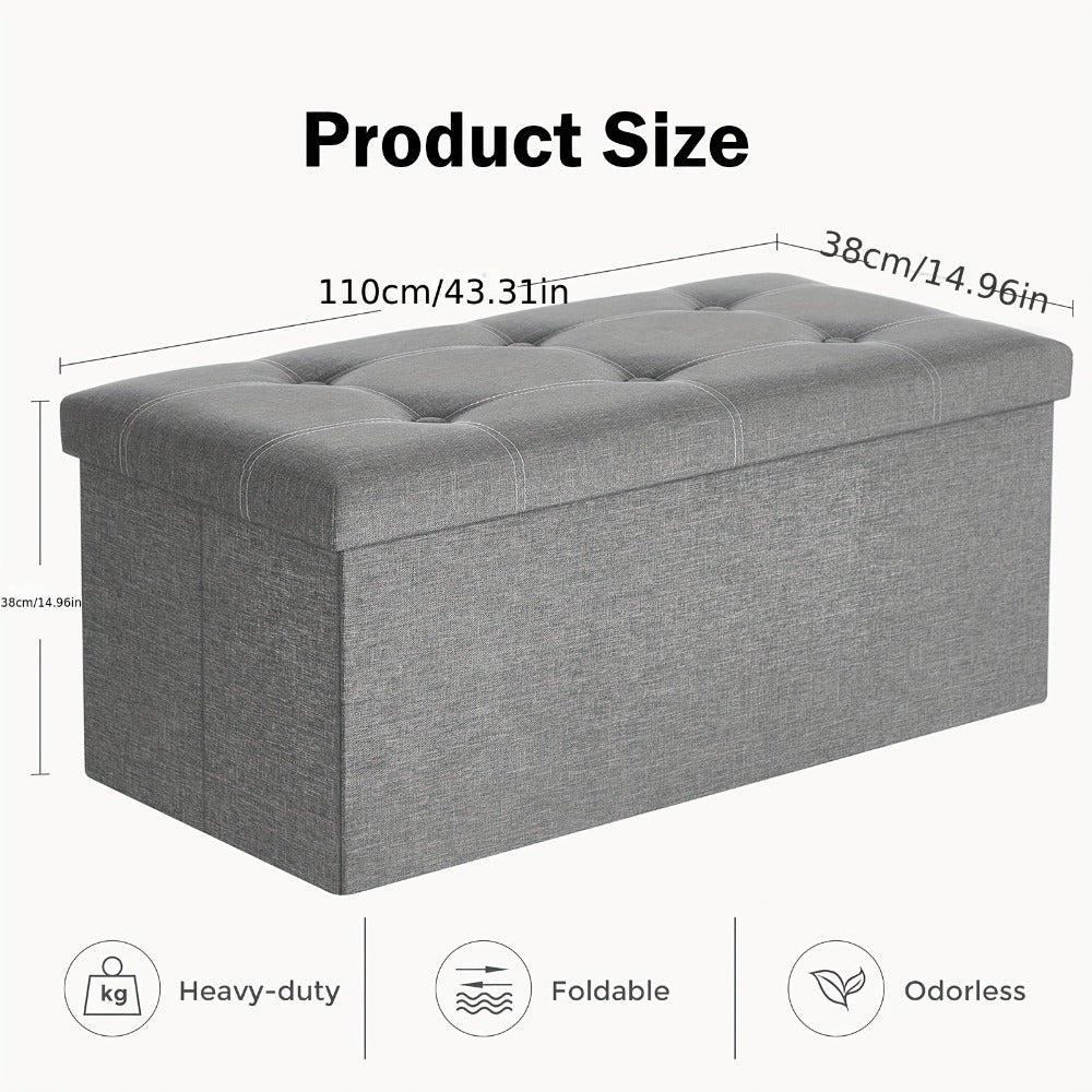 Taburete de almacenamiento plegable de tela, el material de tela es fácil de guardar y fácil de cuidar, 2 tamaños disponibles, fuerte capacidad de carga adecuada para sentarse, taburete para cambiar zapatos en el sofá, banco de almacenamiento, banco largo