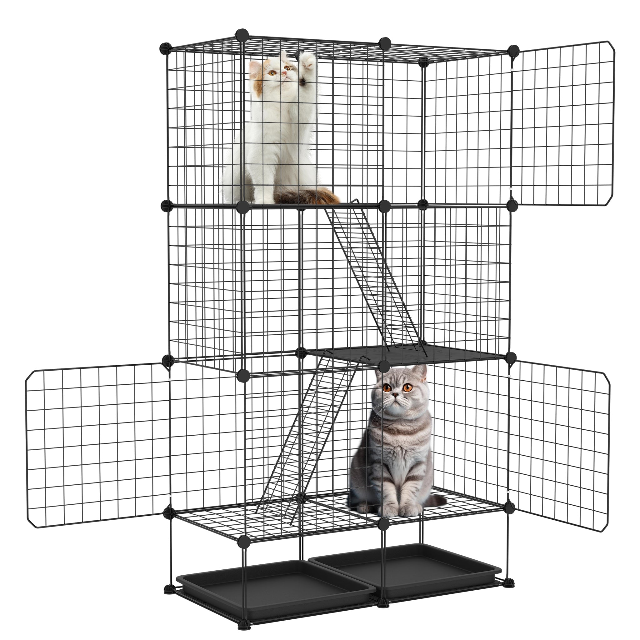 Recinto para mascotas | Corral para Gatos al Aire Libre de Bricolaje con Escalera de Alambre Metálico Denso para 1-2 Animales Pequeños