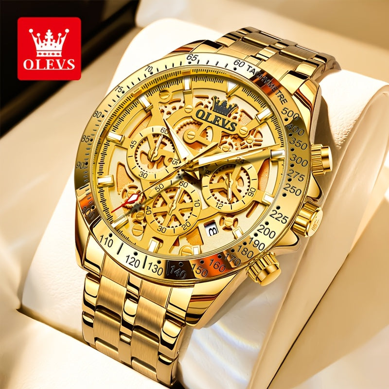 Reloj OLEVS para Hombres Relojes de Acero Inoxidable Lujo Cronógrafo Multifunción con Fecha Clásico Reloj de Negocios para Hombres Regalo para Hombres