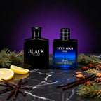 Set de Perfume para Hombre de 2 Unidades, Gran Capacidad de 5.24 FL.OZ, 2 Opciones (Negro y Azul) | Sexy Man Eau De Parfum, Fragancia Fresca, Amaderada y Oriental, Fresca y Sofisticada | Ideal para Regalos de Vacaciones y Uso Personal
