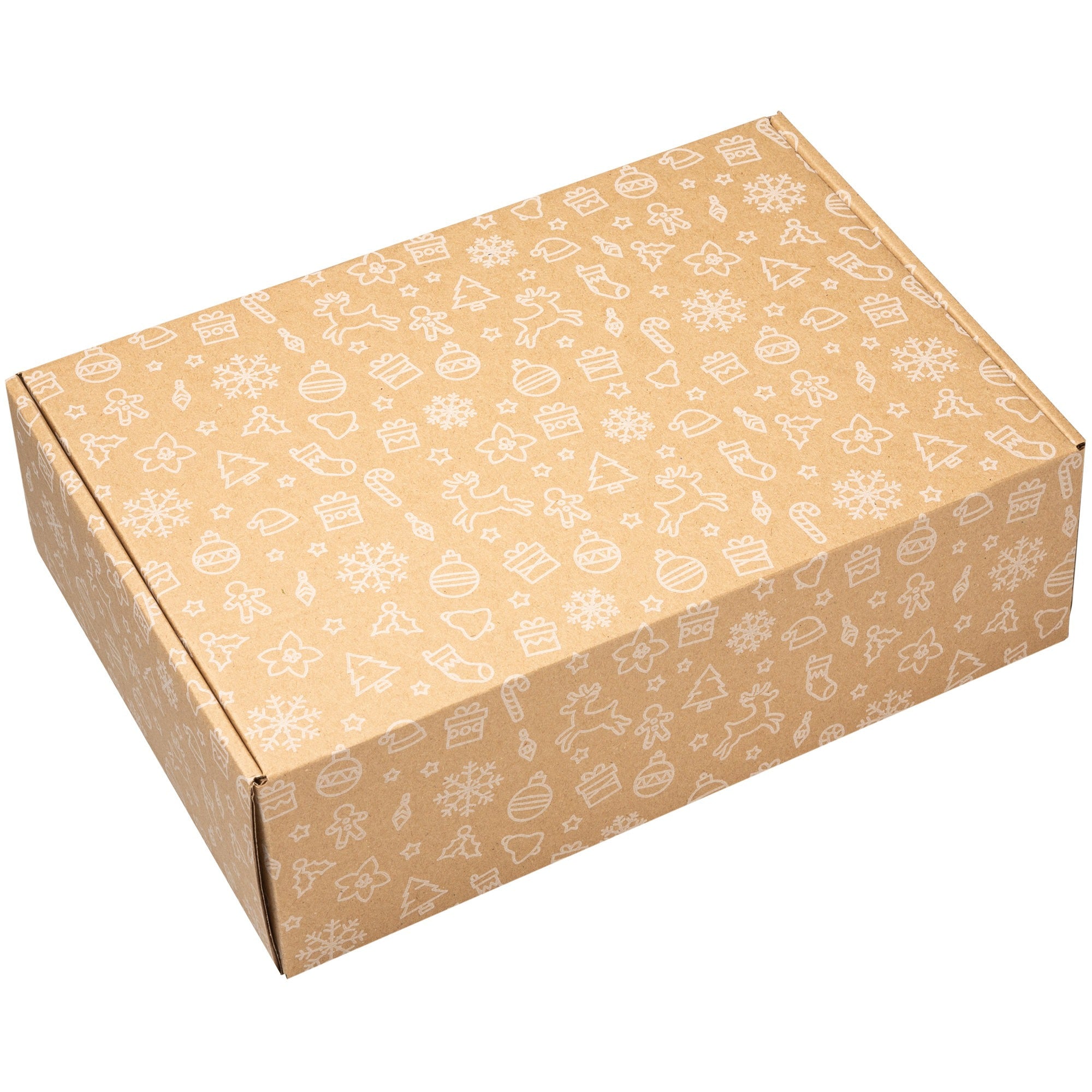 Caja Cartón Envío Navidad, Caja Cartón Navidad Automontable de Cartón Kraft, Caja Regalo - Packer PRO