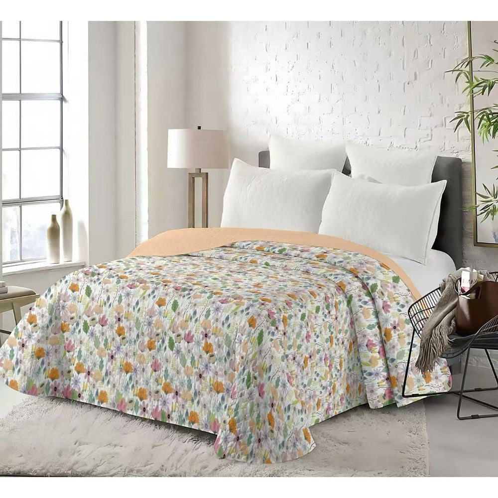Colcha de Verano Reversible de Doble Cara con Estampado y Color Liso, Cubrecama Ligero para Decoración del Dormitorio Medida Disponible 190cm*260cm Vale para Cama90/105 medida240cm*260cm vale para cama de 135/150