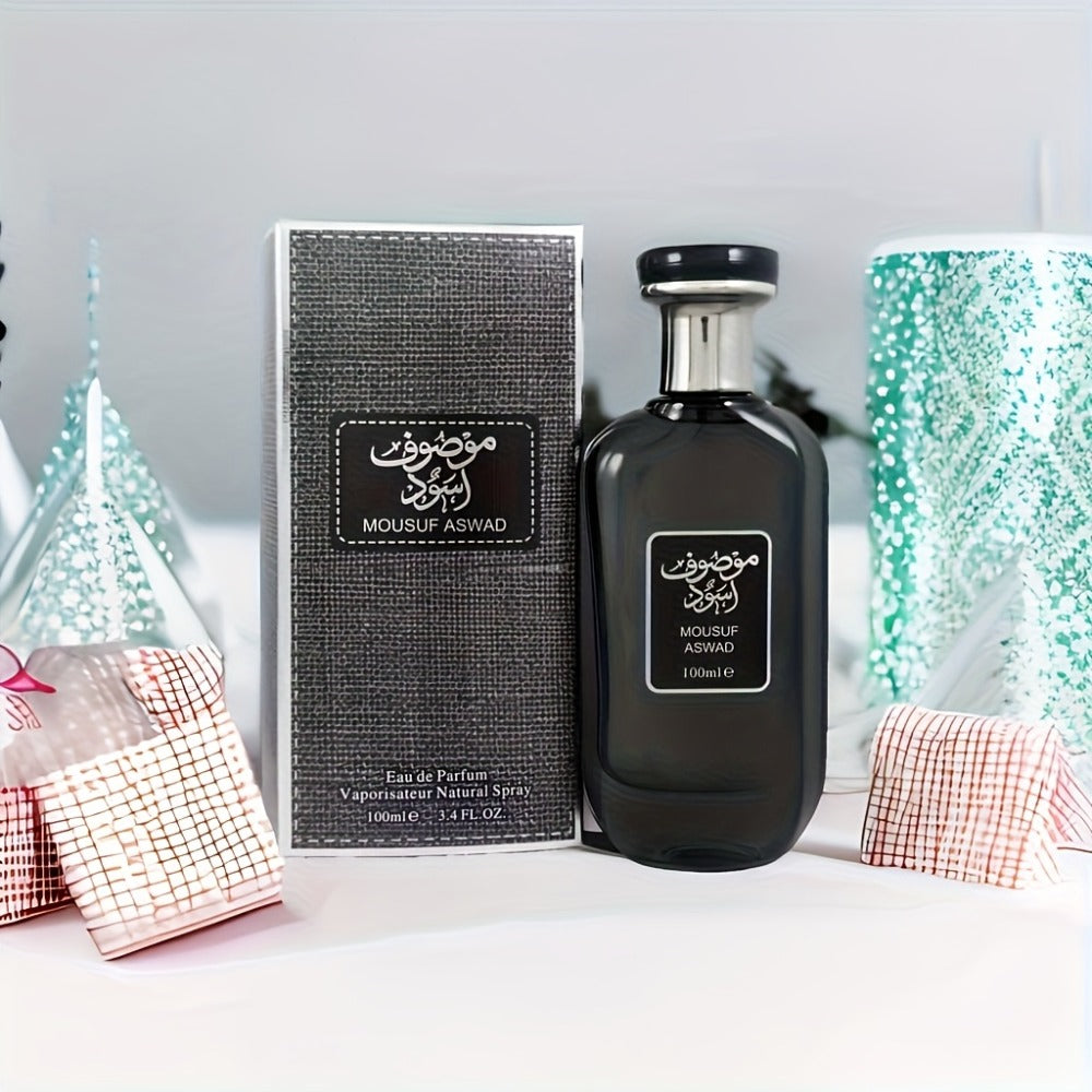 Perfume Árabe Oud de Lujo para Hombre, Fragancia Oriental Premium en Elegante Botella de Vidrio Negro | Aroma Exótico Picante Amaderado | Elegante Set de Regalo para Él con Presentación Sorpresa (Eid/Cumpleaños/Aniversario)