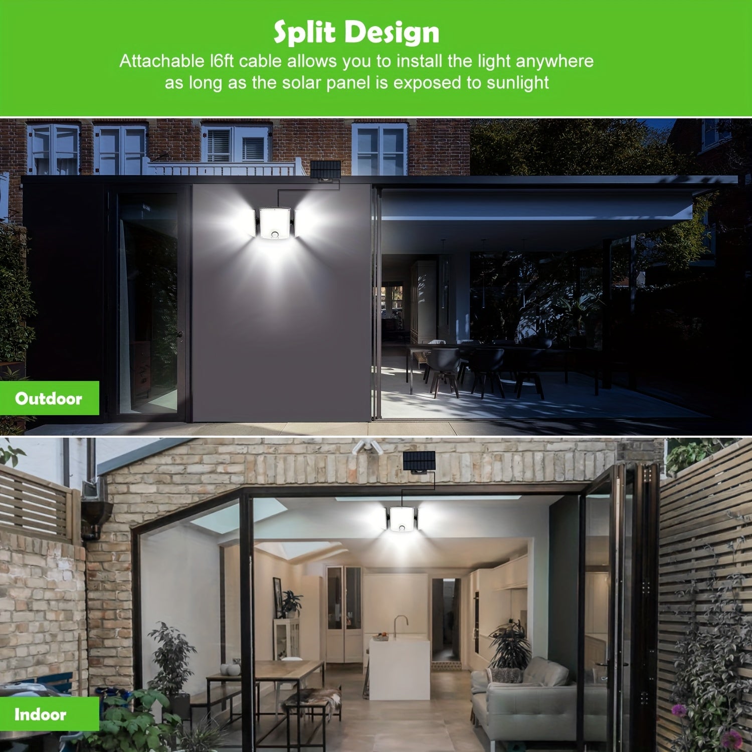 Luz solar LED con sensor de movimiento 4pcs | Para jardín, patio, garaje y seguridad exterior