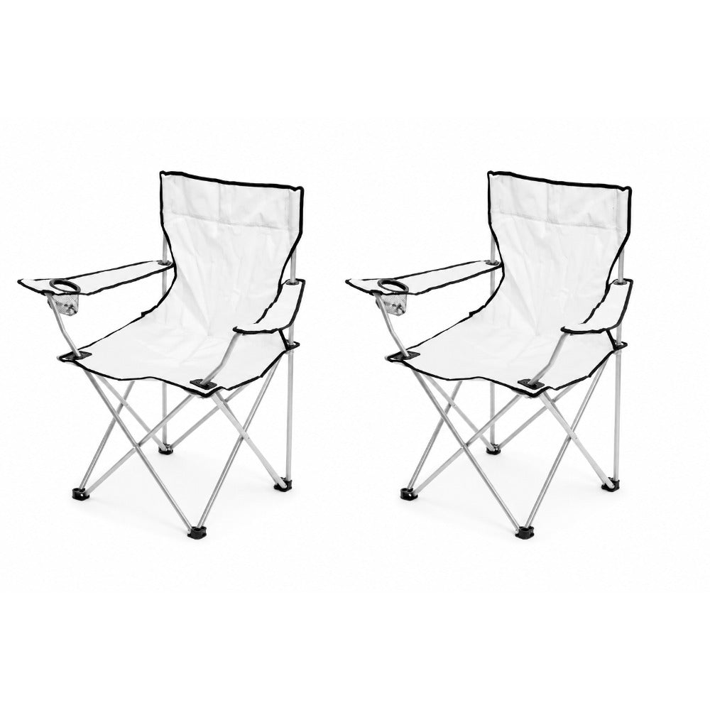 Pack de 2 Sillas de Camping Plegable, Silla Portátil Resistente para Exterior, Jardin, Playa, Terraza, Con Reposabrazos, Fácil Transporte 80x45x80cm