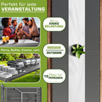 Mesa de Jardín Plegable Tillvex® 220x70 cm, Plástico | Mesa Buffet para 10 Personas con Asa de Transporte | Mesa de Camping Impermeable para Uso Exterior en Jardín, Terraza y Balcón