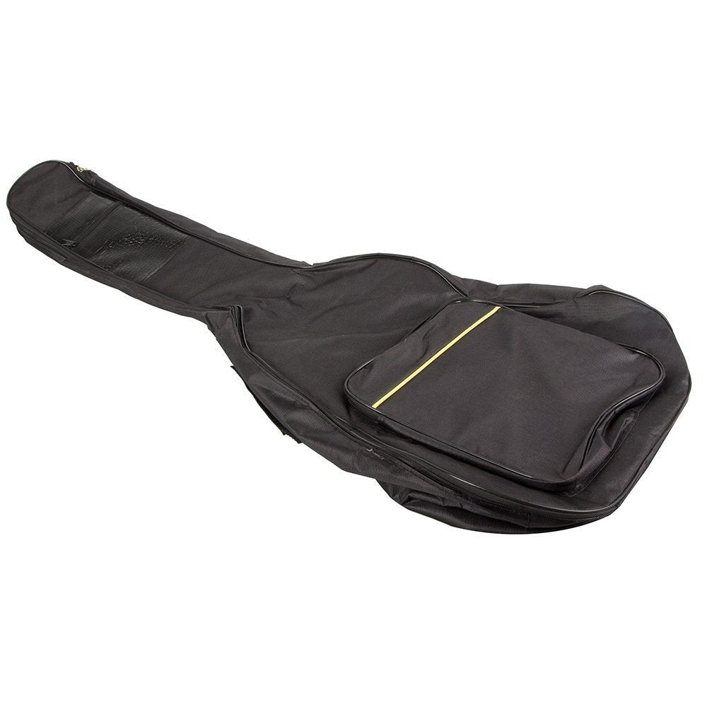 Funda Clásica para Guitarra Acústica, Estuche Rígido Negro con Bolsillos, Correas Ajustables y Asa para Transporte, Material Sólido Grueso Protector Resistente a las Condiciones Climáticas, Estuche con Bolsillo Adicional para Partituras A4 y Bolsillo para